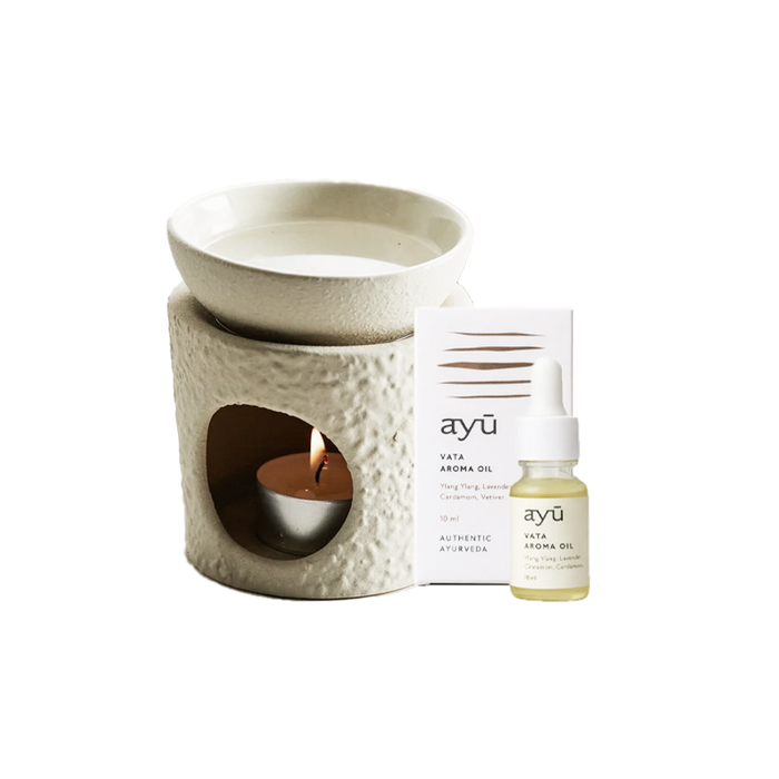 ayú - Aromapakke, keramiklampe og Vata olie