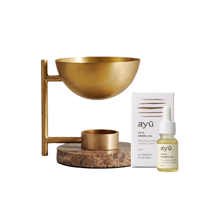ayú - Aromapakke, messinglampe og Vata olie
