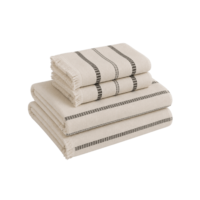 Meraki - Hammam Håndklædesæt, Off-white/Sort