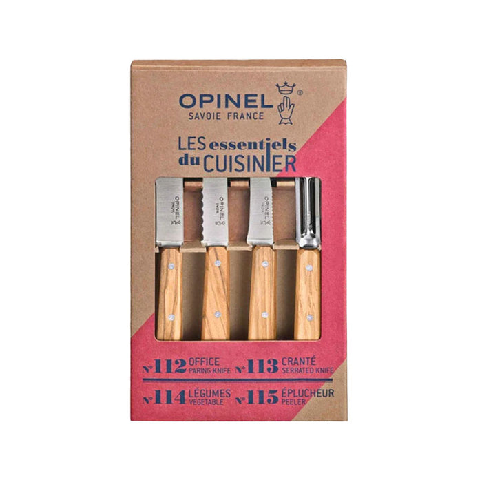 Opinel - De 4 essentielle køkkenknive, oliventræ
