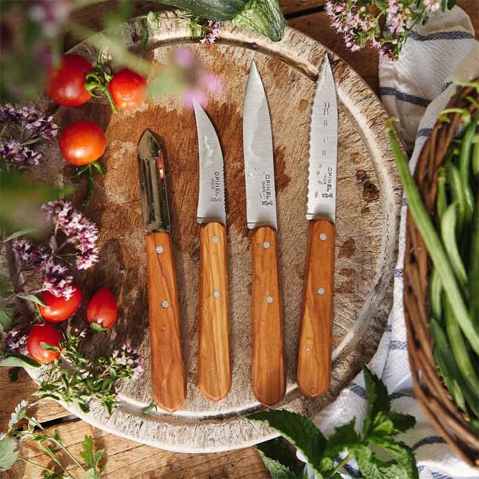 Opinel - De 4 essentielle køkkenknive, oliventræ