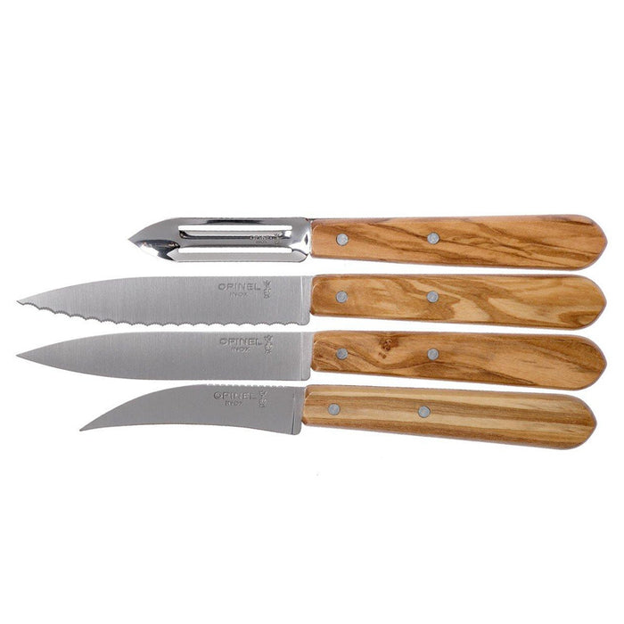 Opinel - De 4 essentielle køkkenknive, oliventræ